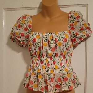 New Floral Smocked Blouse